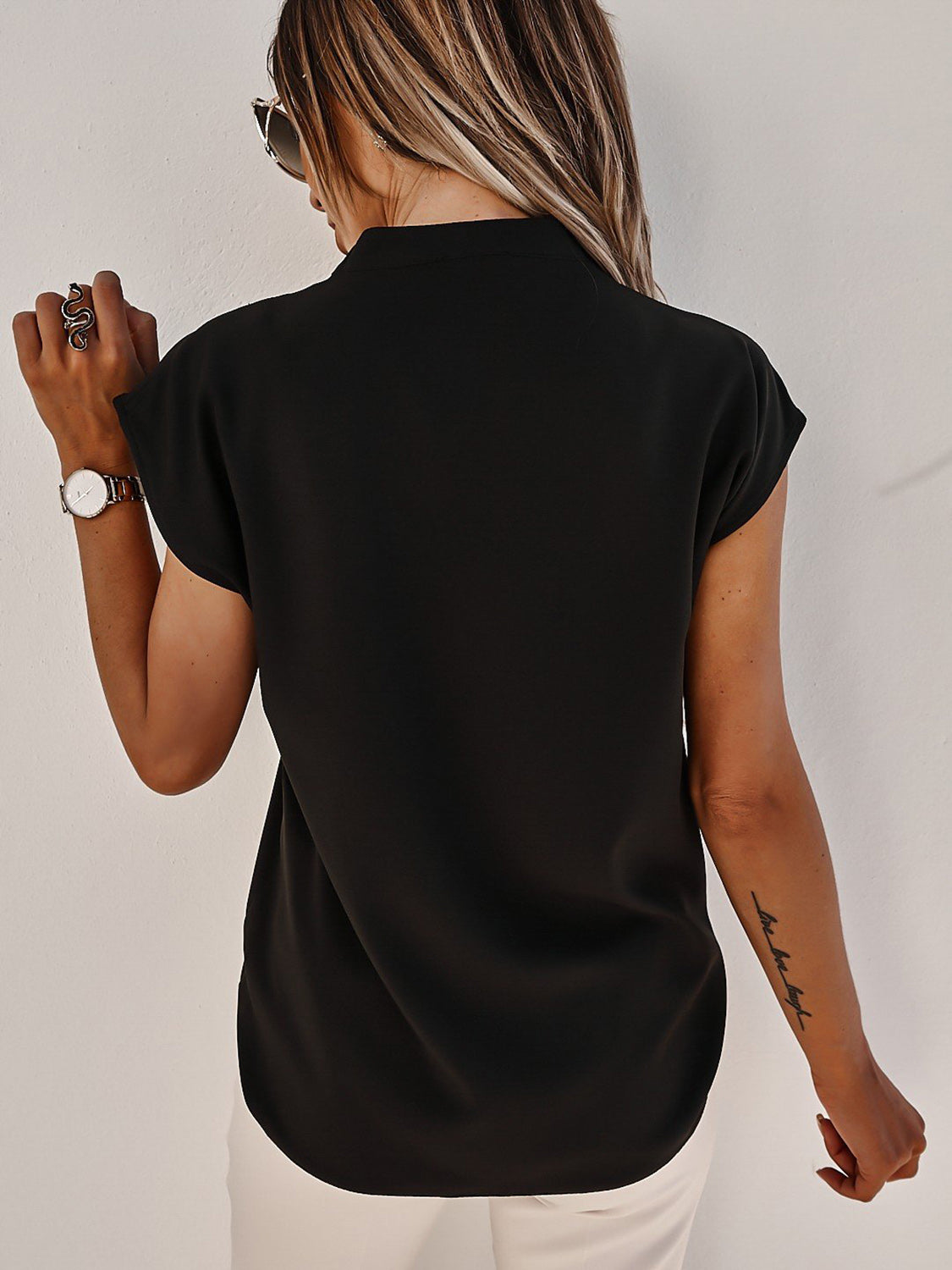 Vanessa V-Neck Cap Sleeve Blouse
