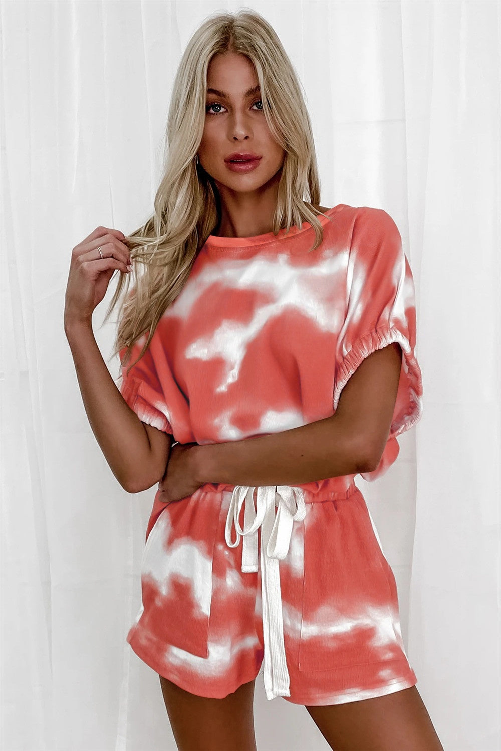 Tory Tie-Dye Round Neck Top and Shorts Set