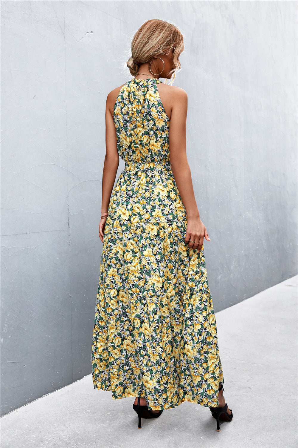 Sivan Sleeveless Tie Waist Maxi Dress