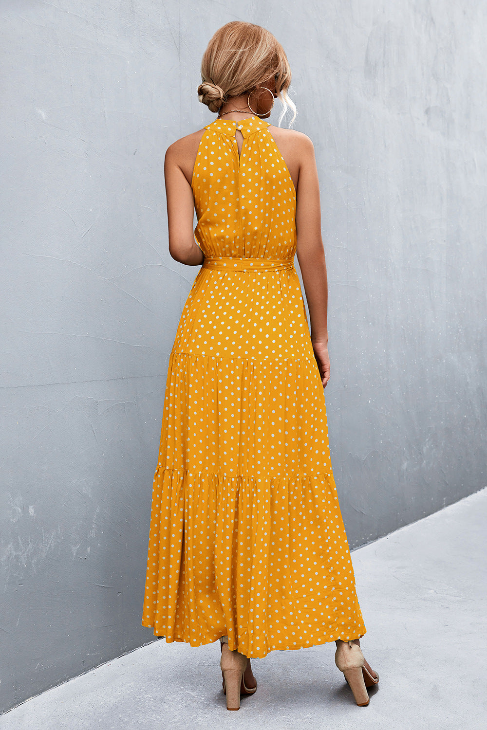 Sivan Sleeveless Tie Waist Maxi Dress