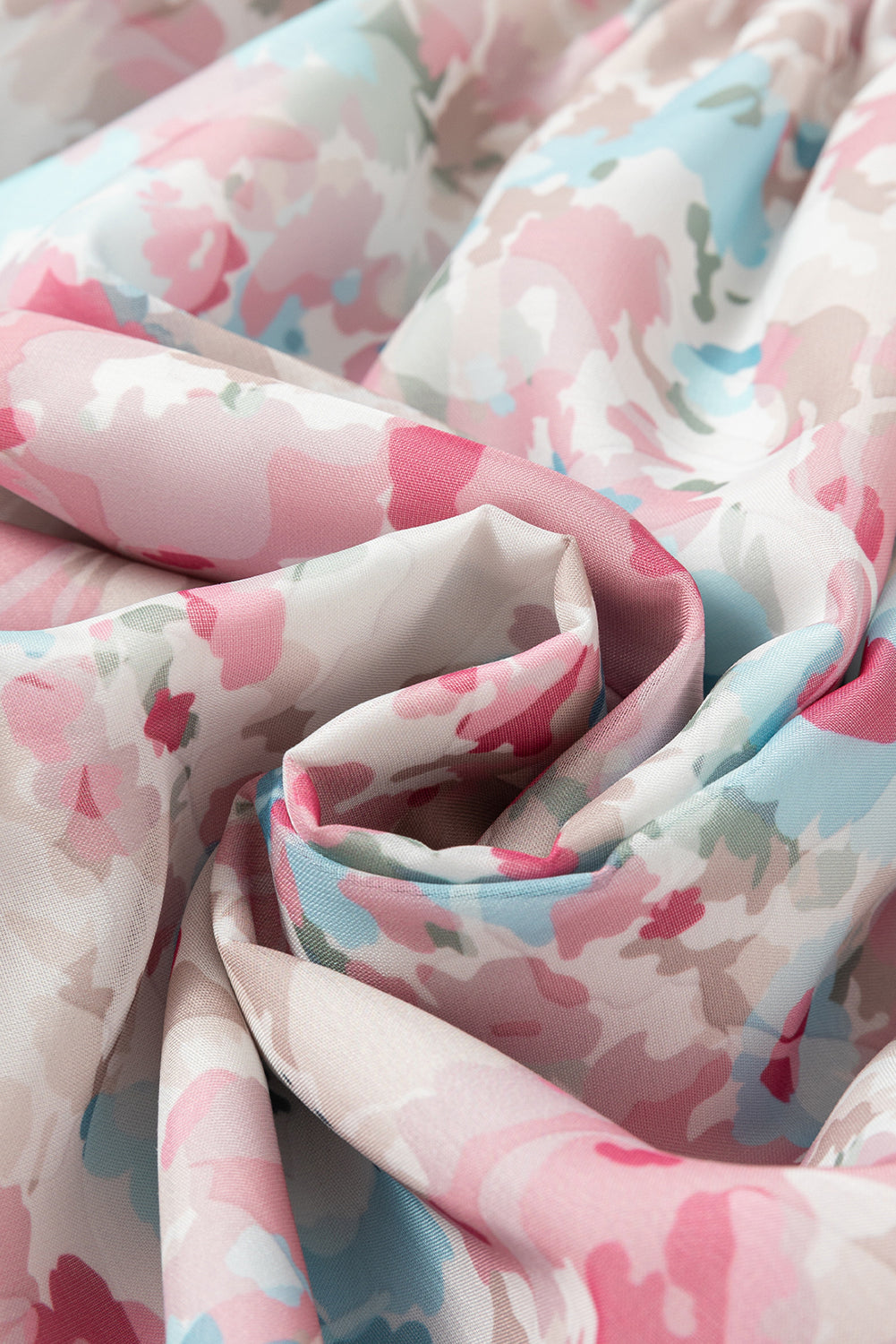 Serena Pink Floral Puff Sleeve Square Neck Smock Ruffled Dress