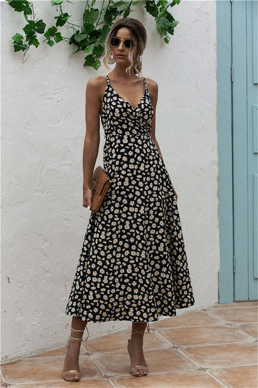 Don’t You Miss This Daisy Print Surplice Midi Cami Dress