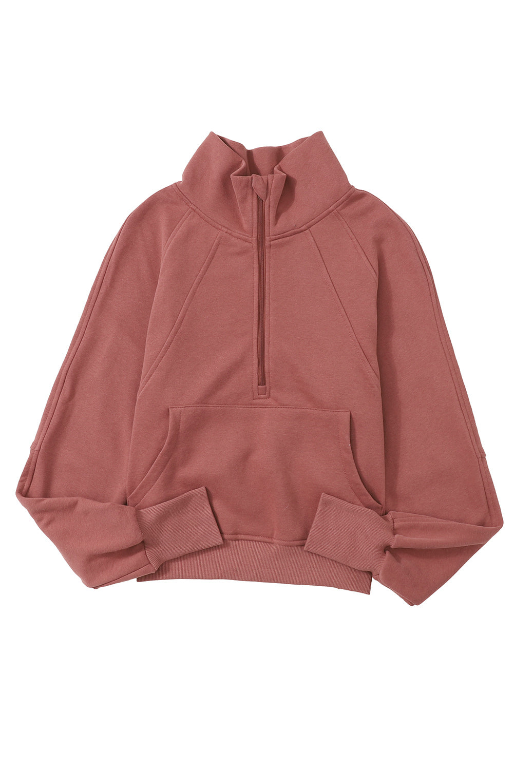 Monica Zip Up Stand Collar Thumbhole Sleeve Sweatshirt