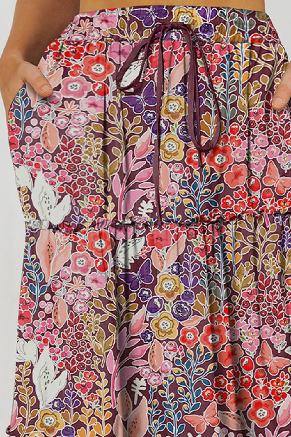 Fiona Floral Frill Trim Tiered Maxi Skirt