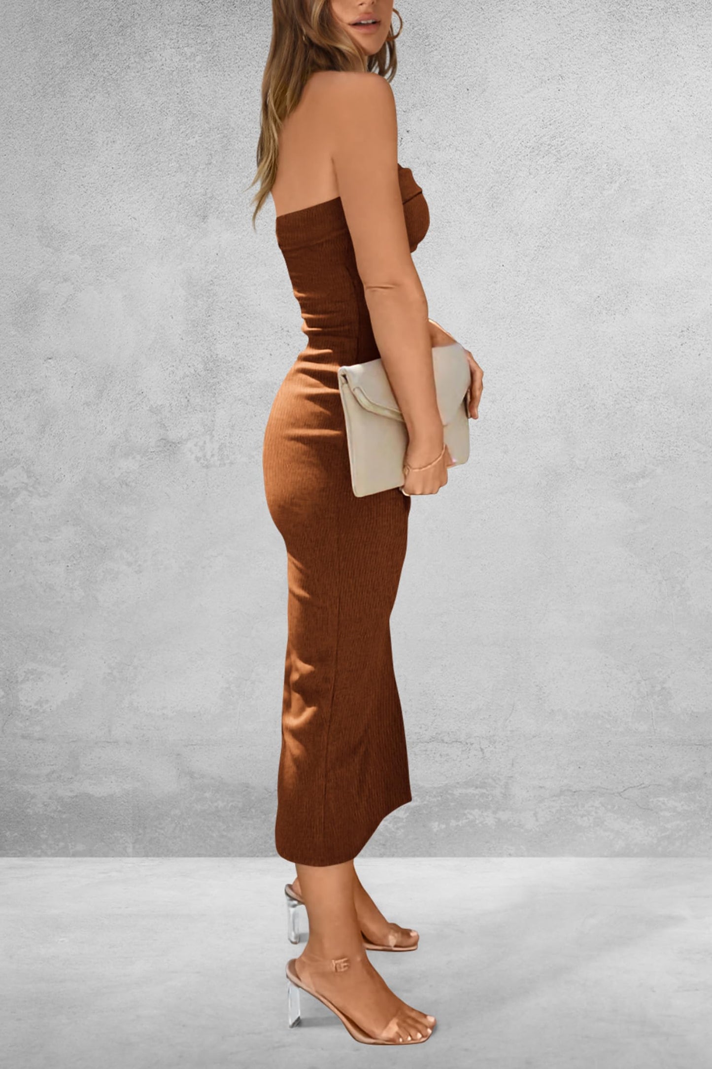 Sassy Slit Tube Midi Dress