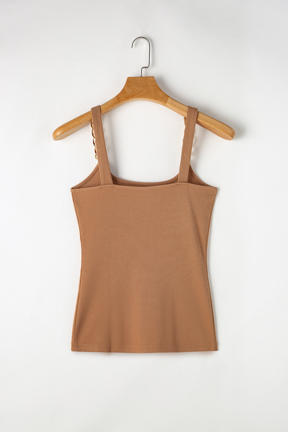 Goldie Brown Gold Chain Straps Rib Knit Tank Top
