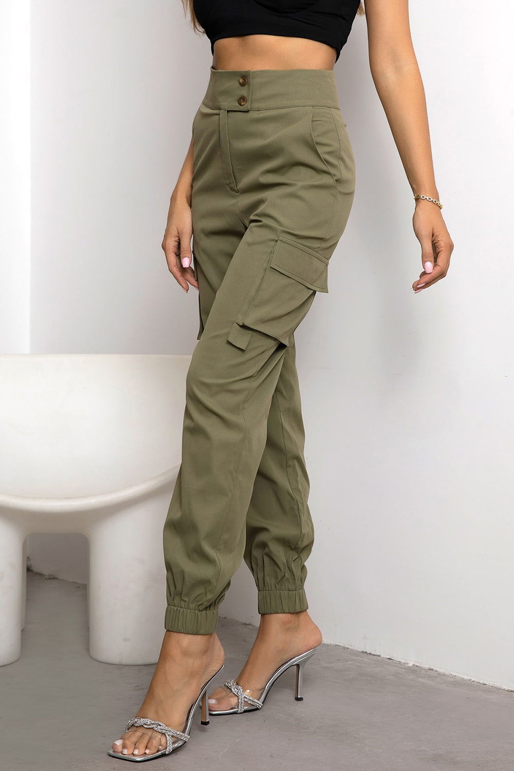 Horchata High Waist Cargo Pants