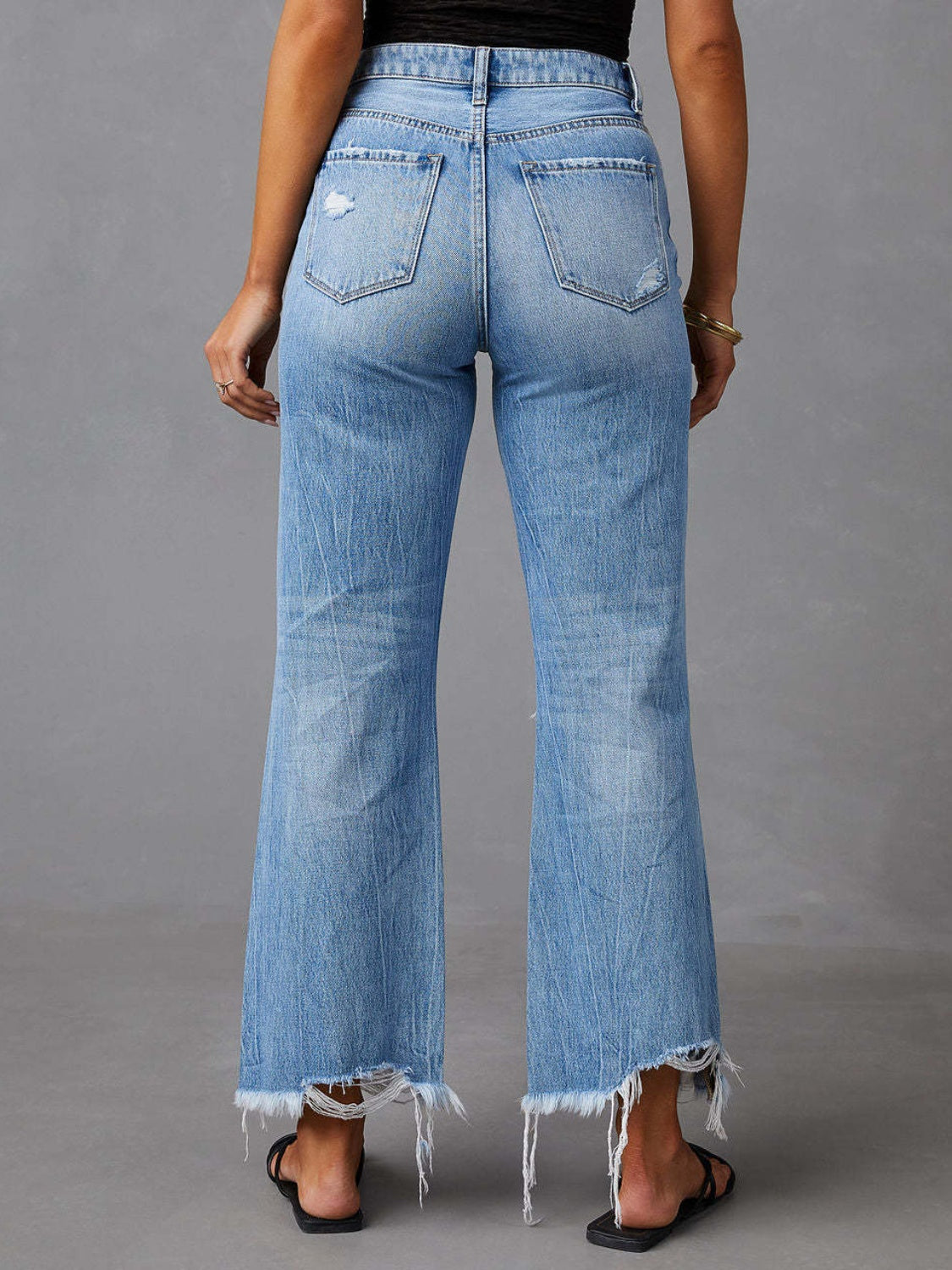 Darla Distressed Raw Hem Jeans with Pockets