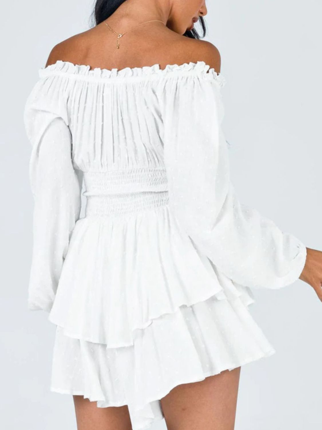 Gretchen Off Shoulder Smocked Waist Romper