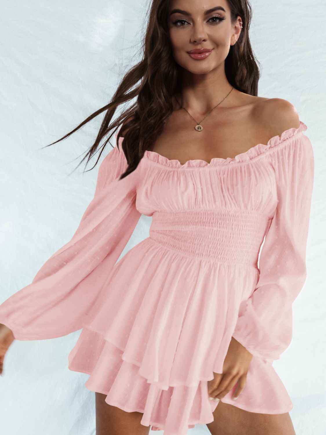 Gretchen Off Shoulder Smocked Waist Romper