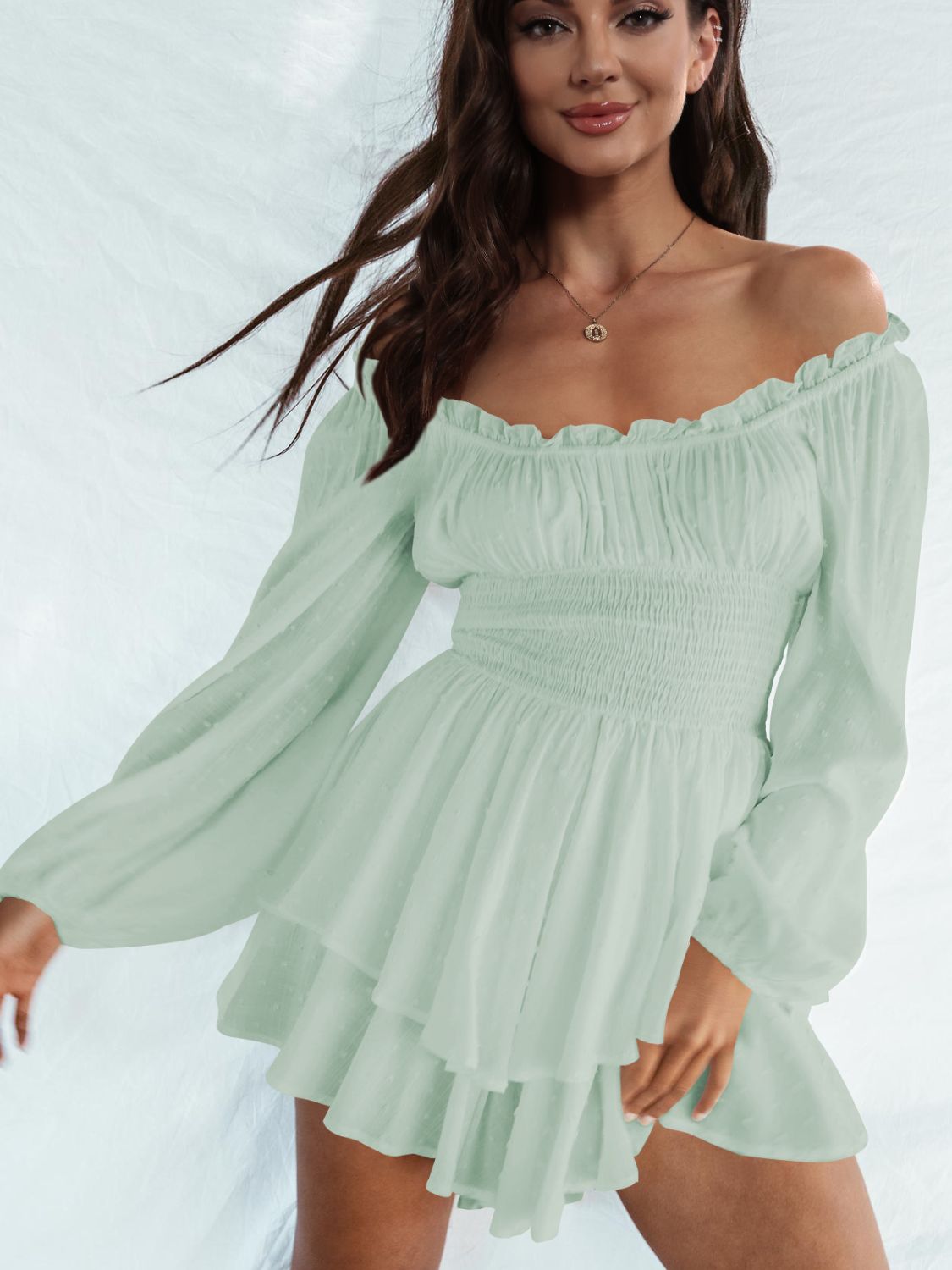 Gretchen Off Shoulder Smocked Waist Romper