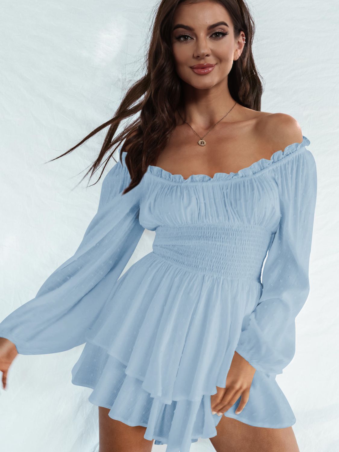 Gretchen Off Shoulder Smocked Waist Romper