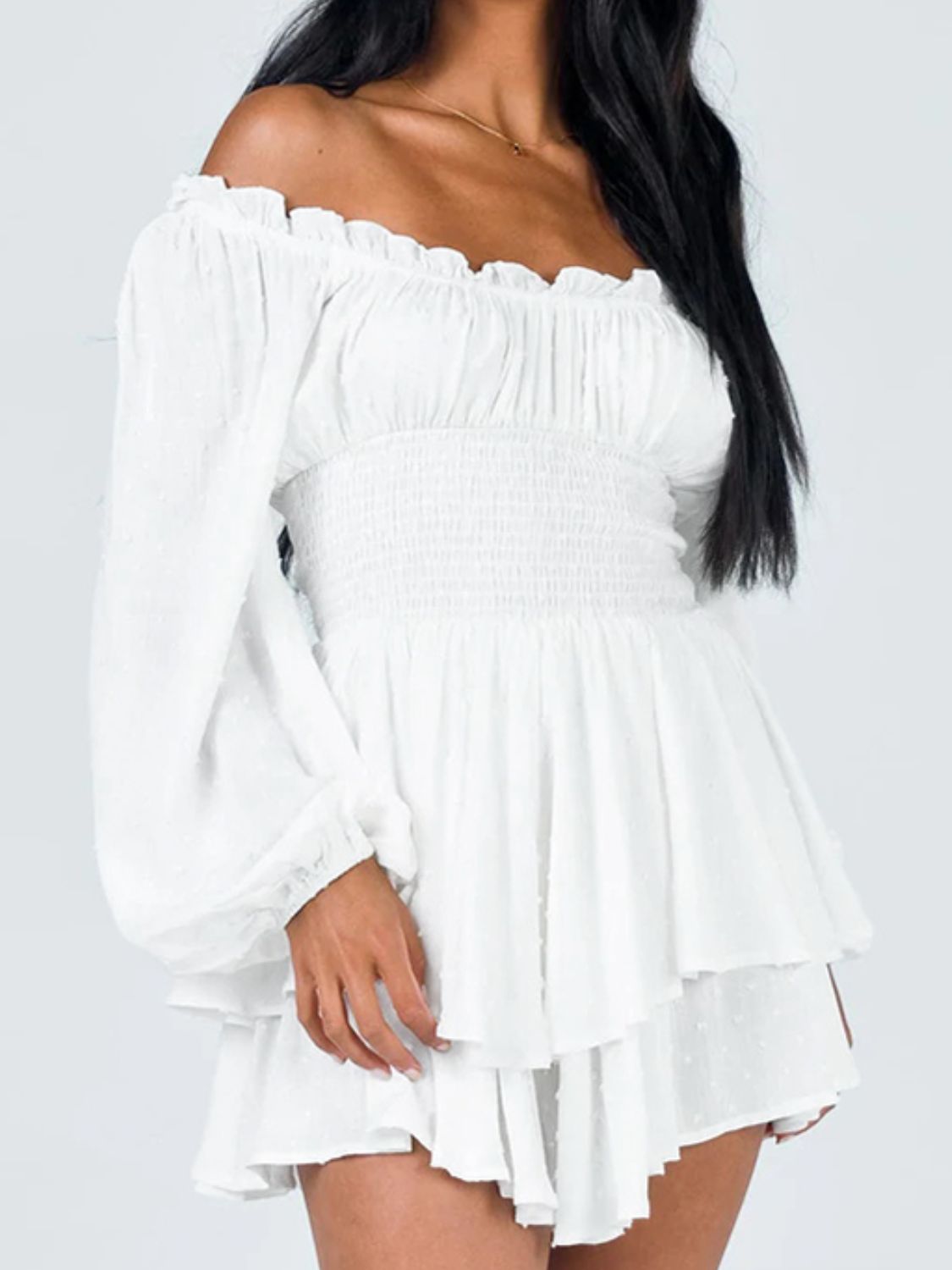 Gretchen Off Shoulder Smocked Waist Romper