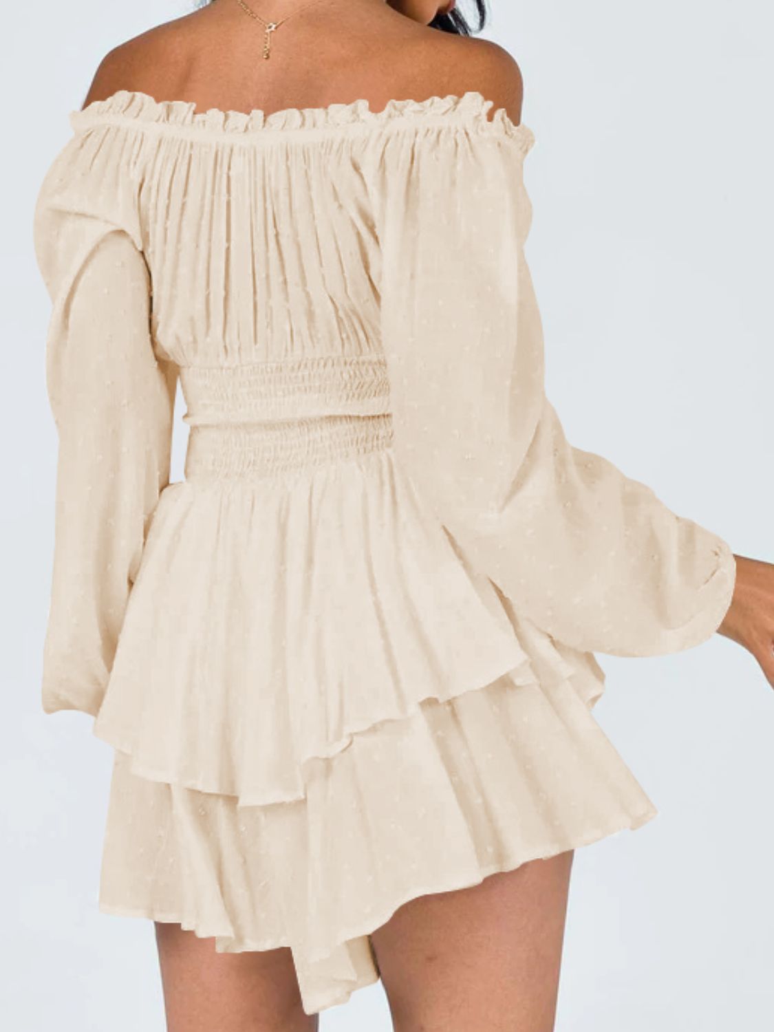 Gretchen Off Shoulder Smocked Waist Romper