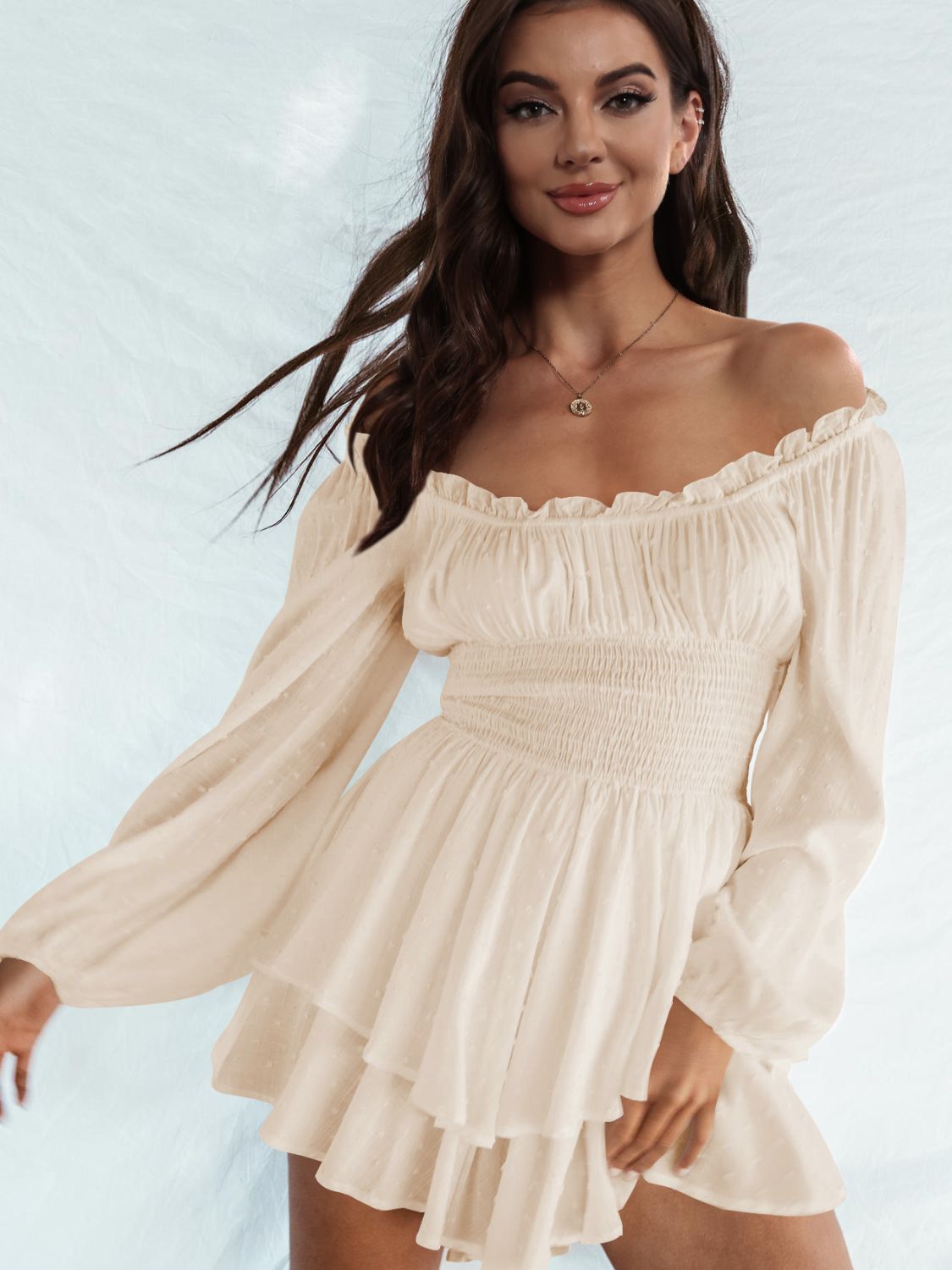 Gretchen Off Shoulder Smocked Waist Romper