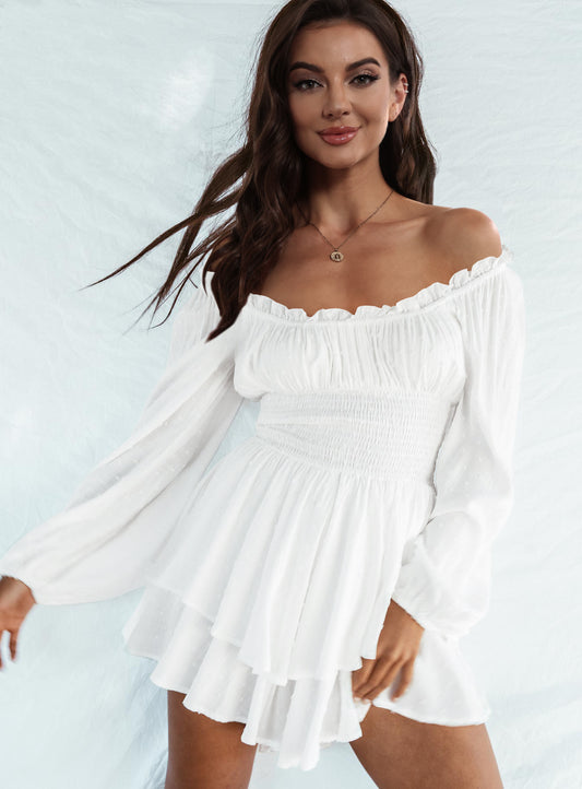 Gretchen Off Shoulder Smocked Waist Romper