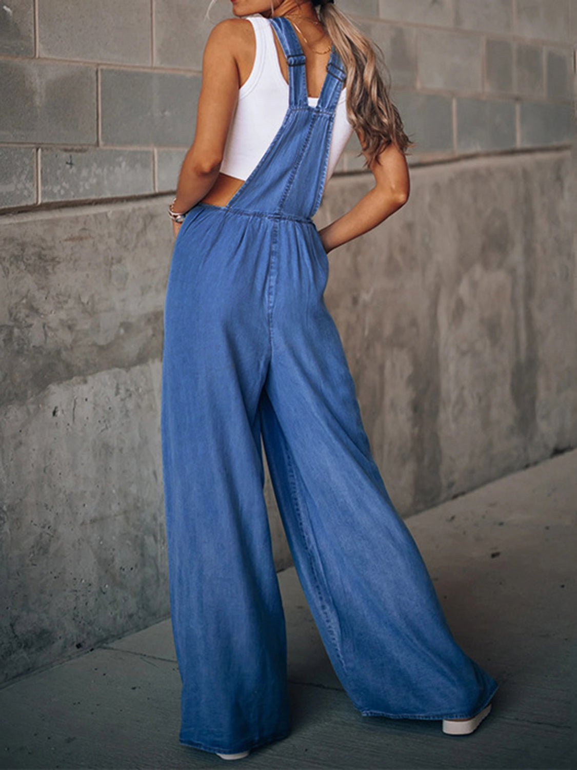 Aria Wide Leg Denim Overalls